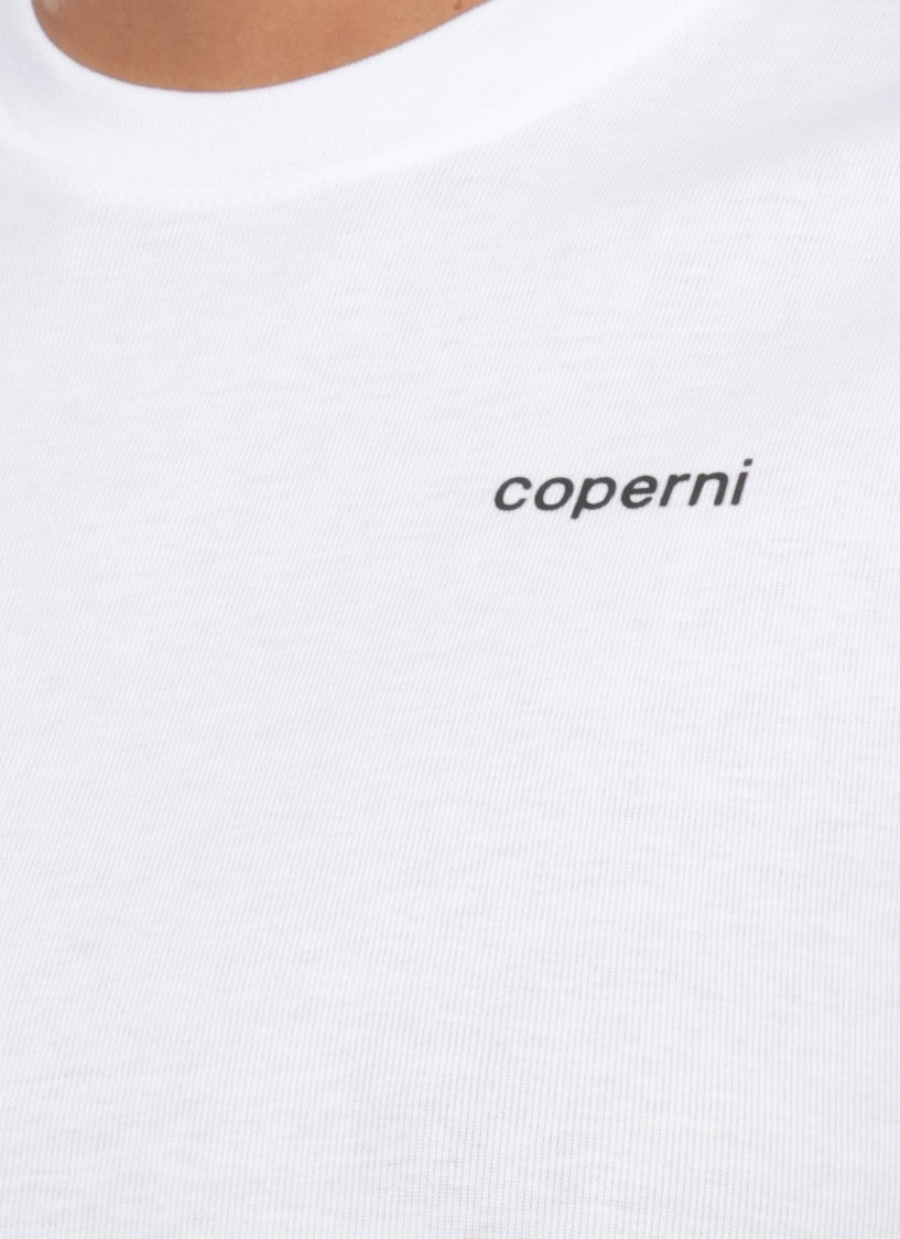 Coperni White Cropped Printed Cotton T-Shirt