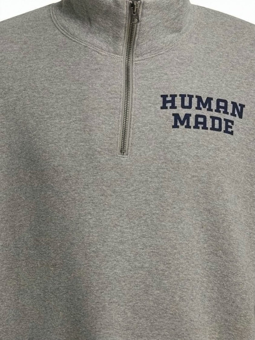 Humanmade Half-Zip Long-Sleeve Pullover With Graphic Print And Stand Collar