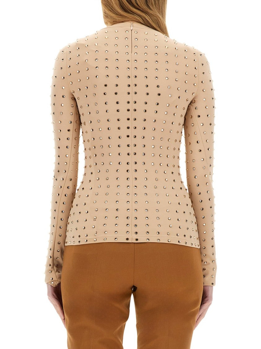 Sportmax Fitted Crystal-Embellished Long-Sleeve Top