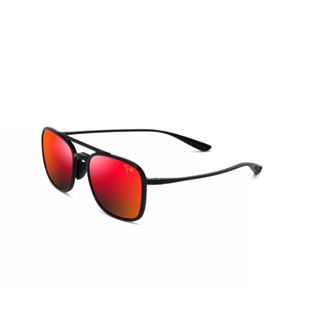Maui Jim Keokea Rectangular Red Mirrored Sunglasses With Double Bridge Design