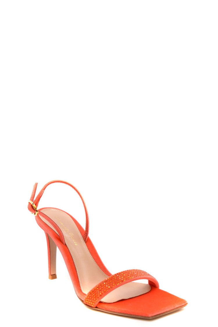 Gianvito Rossi Coral Britney Slingback Velvet Sandals