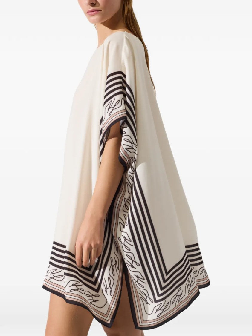Karl Lagerfeld Cream Beach Cover-Up With Striped Borders
