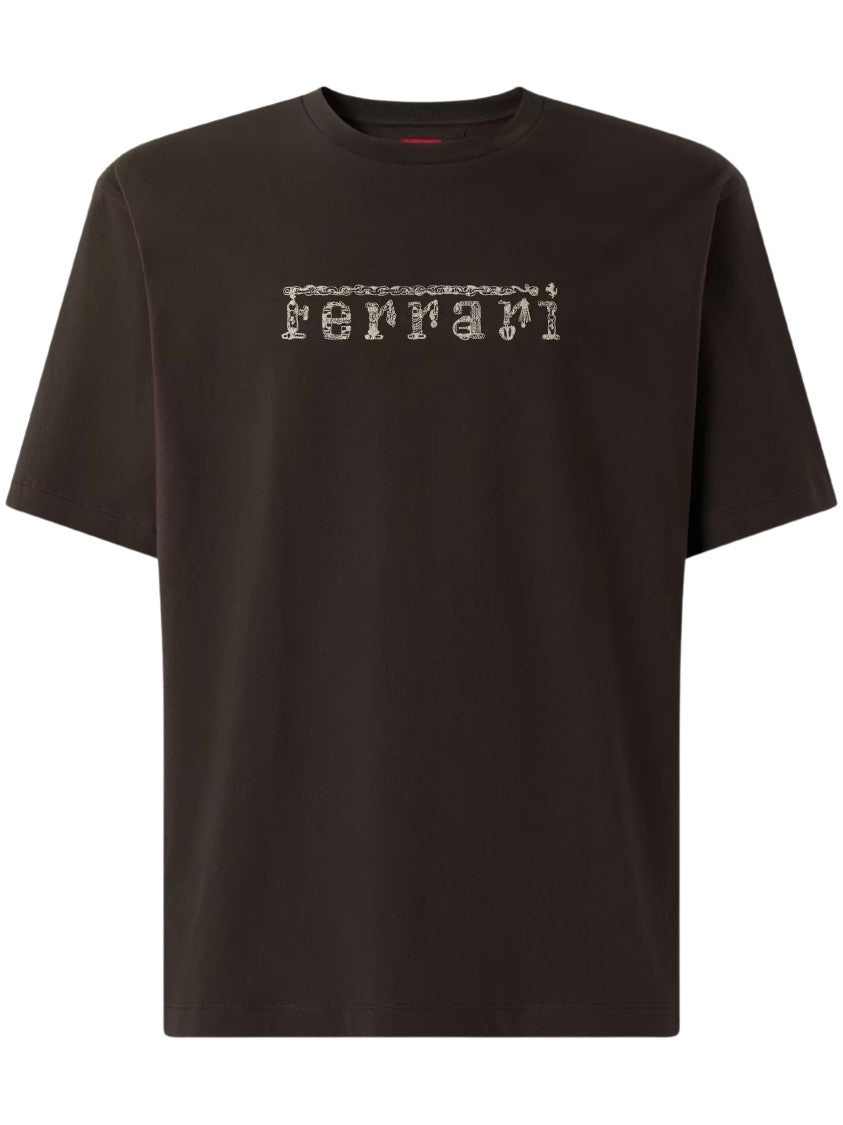 Ferrari Black Ferrari Logo Cotton T-Shirt