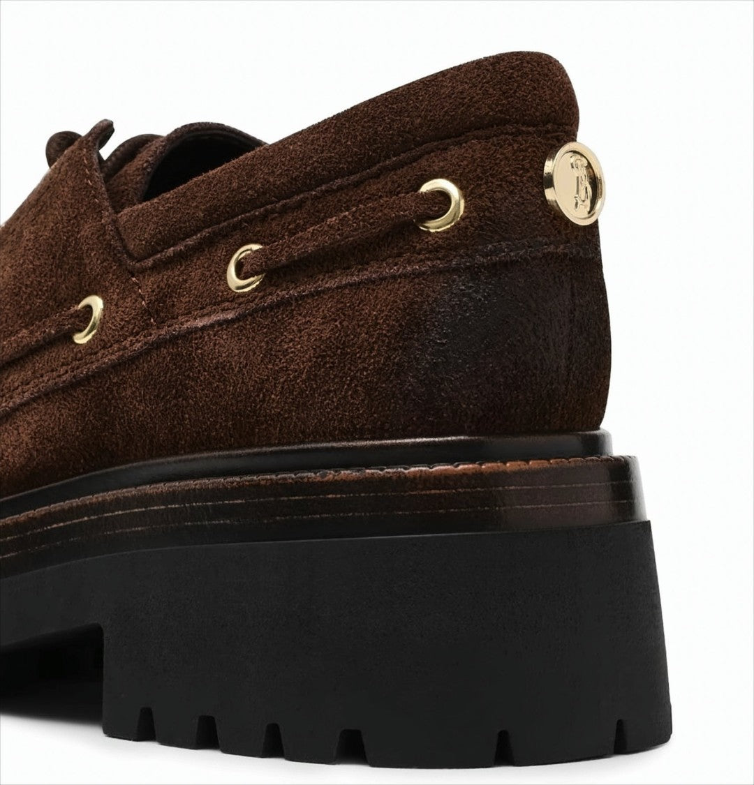 Steve Madden Taupe Suede Loafers With Lace-Up Front