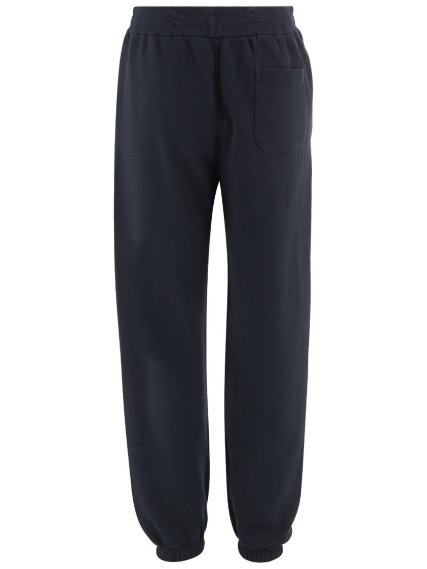 Jil Sander Relaxed Fit Navy Cotton Track Pants With Logo Print