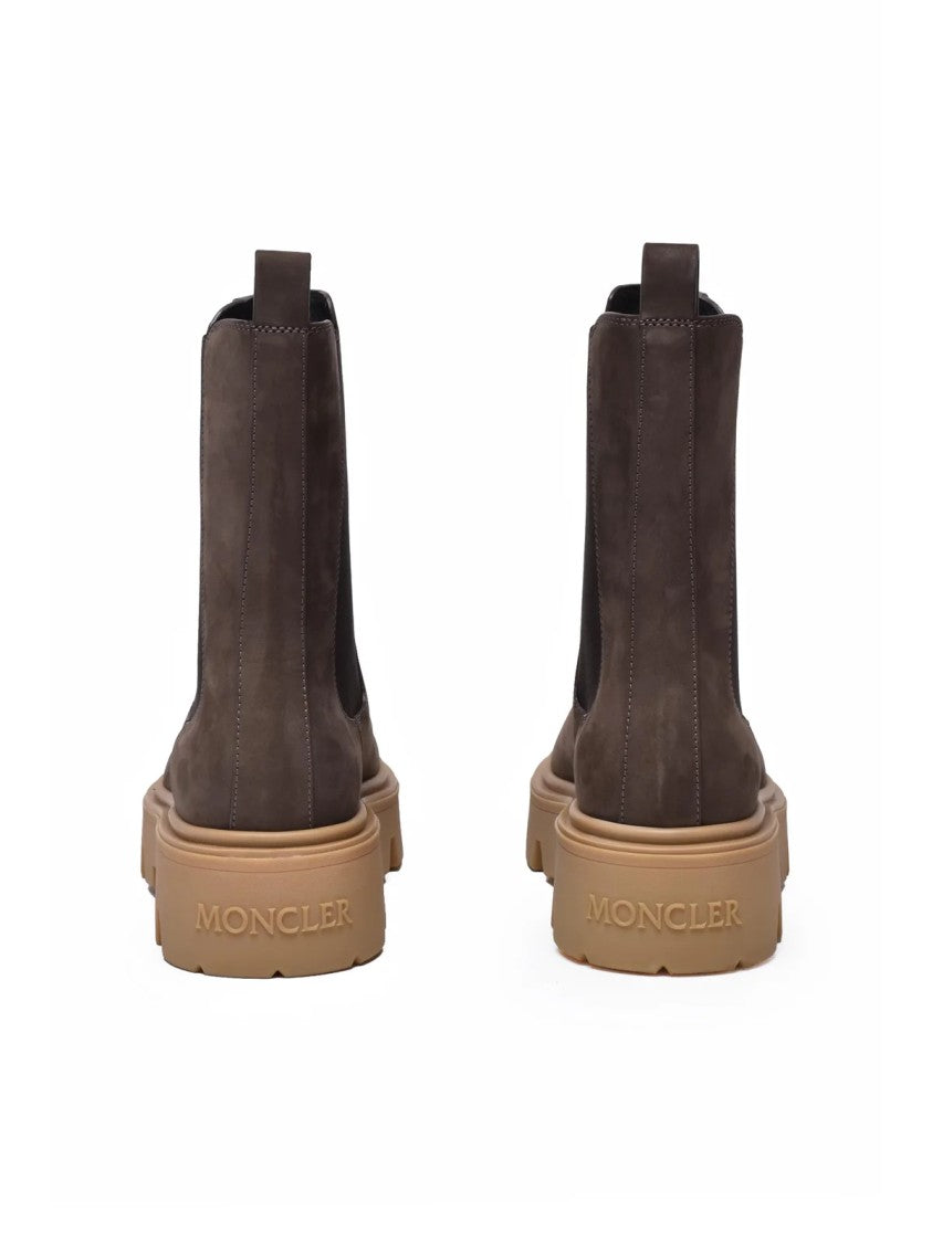 Moncler Turquoise Leather-Blend Chelsea Boots