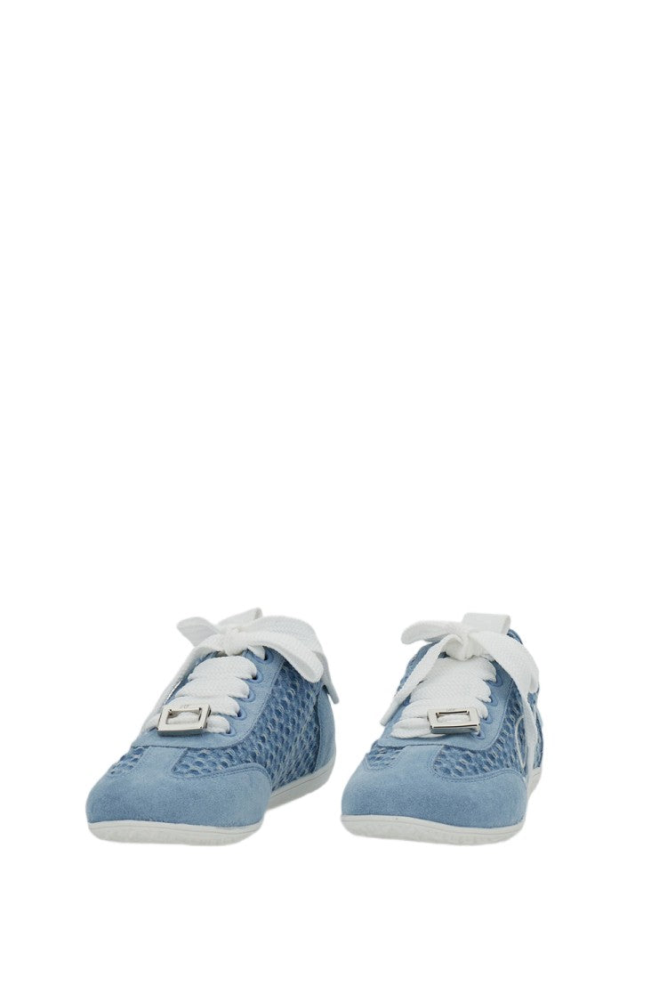 Roger Vivier Low-Profile Blue Sneakers With Textured Finish