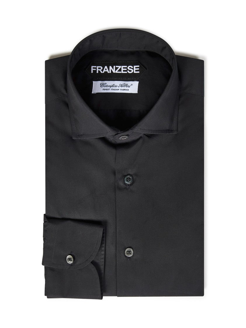 Franzese Collection Tailored Black Shirt With Mother-Of-Pearl Buttons