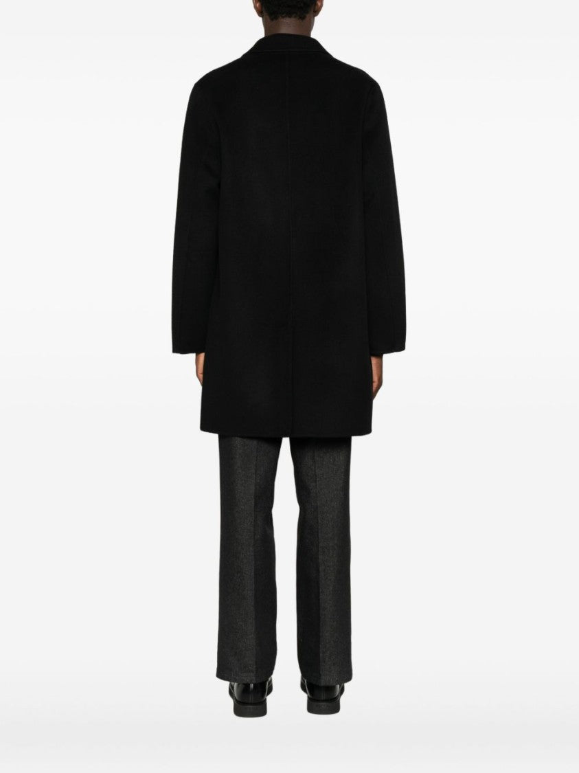 Amaranto Tailored Black Coat With Classic Lapel