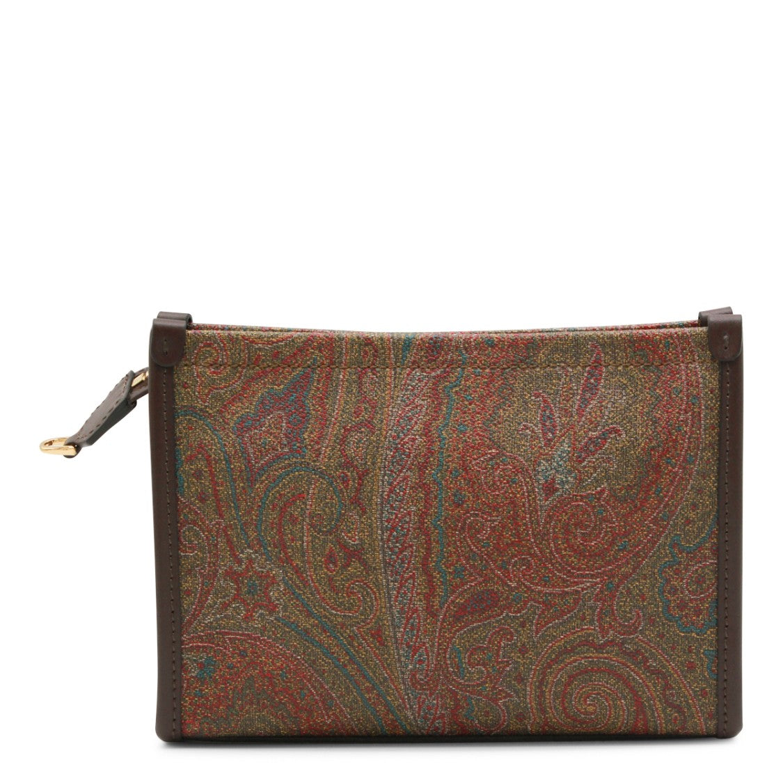 Etro Paisley-Patterned Brown Cotton Pouch With Embroidered Logo