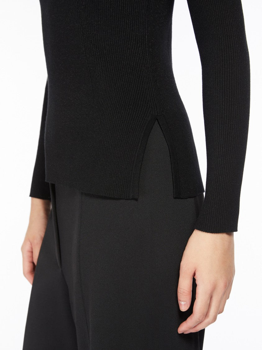 Max Mara Fitted Ribbed Top With Metallic Accents