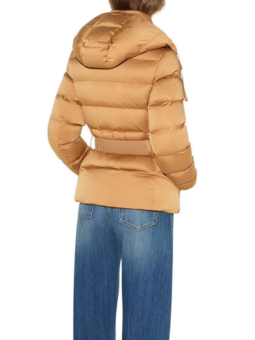 Elisabetta Franchi Quilted Padded Jacket With High Collar And Gold-Tone Buckle