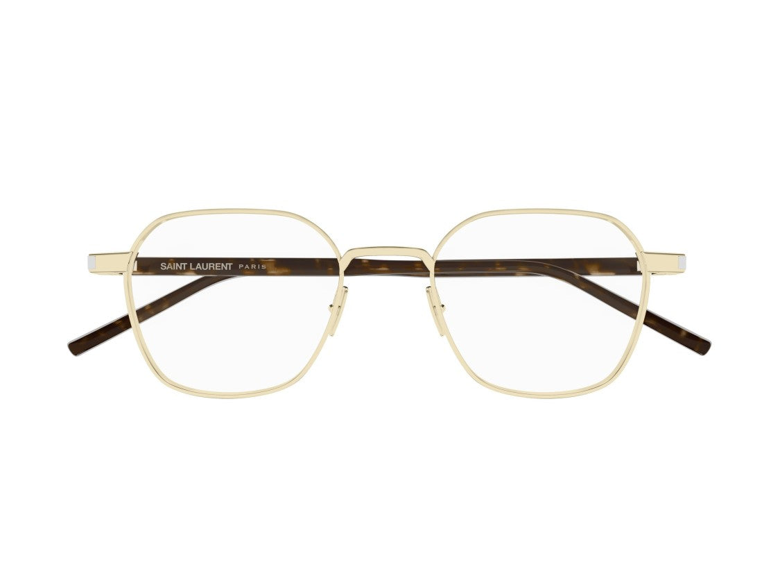 Saint Laurent Sl 883 Gold Tortoiseshell Geometric Metal Eyeglasses