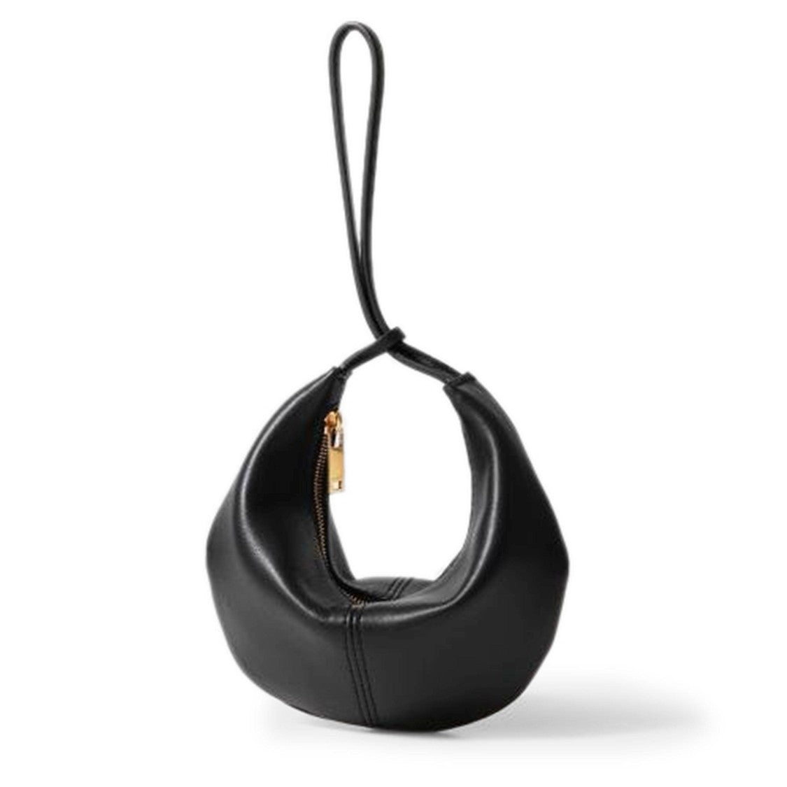 Jil Sander Chic Black Crescent Pouch With Gold-Tone Zipper