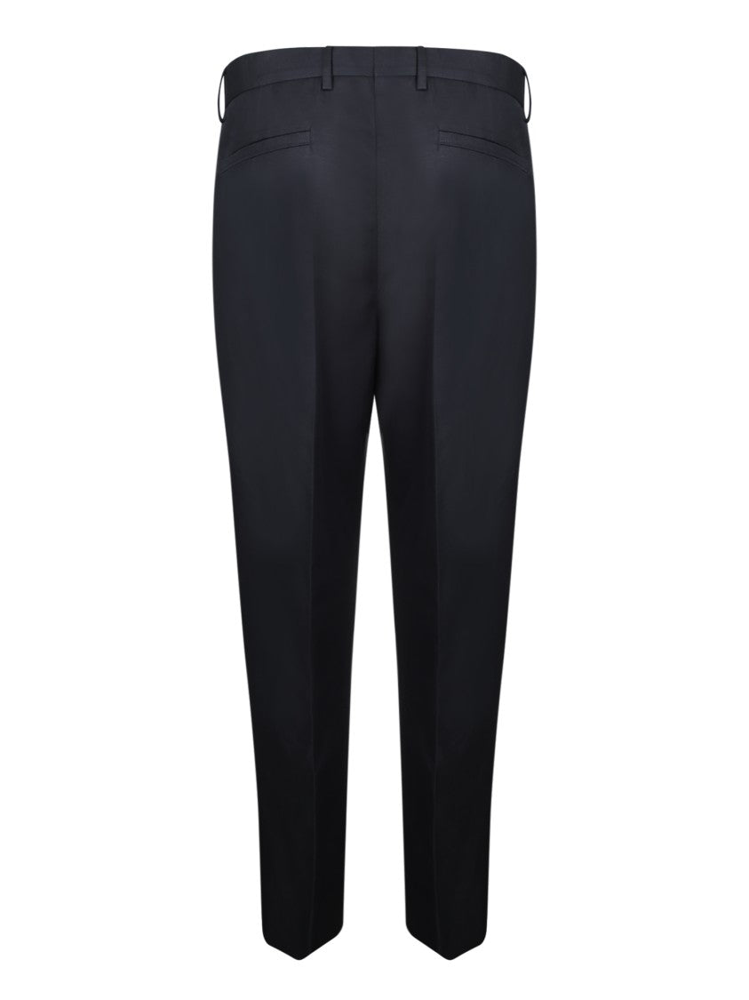 Zegna Blue Cotton-Linen Blend Trousers