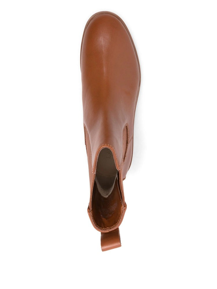 Lauren Ralph Lauren Brown Smooth Leather Chunky Sole Ankle Boots