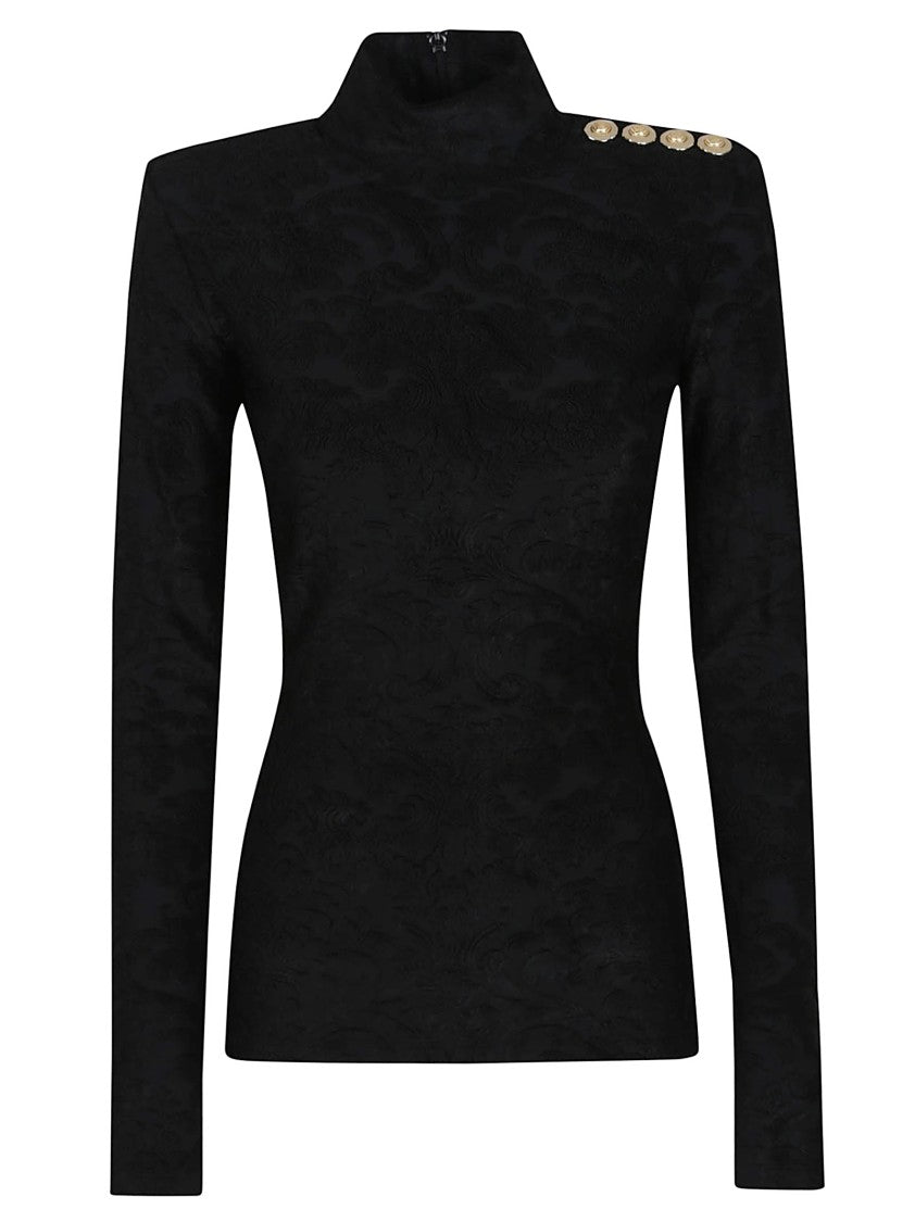 Balmain Baroque Bouclette Motif Black Top