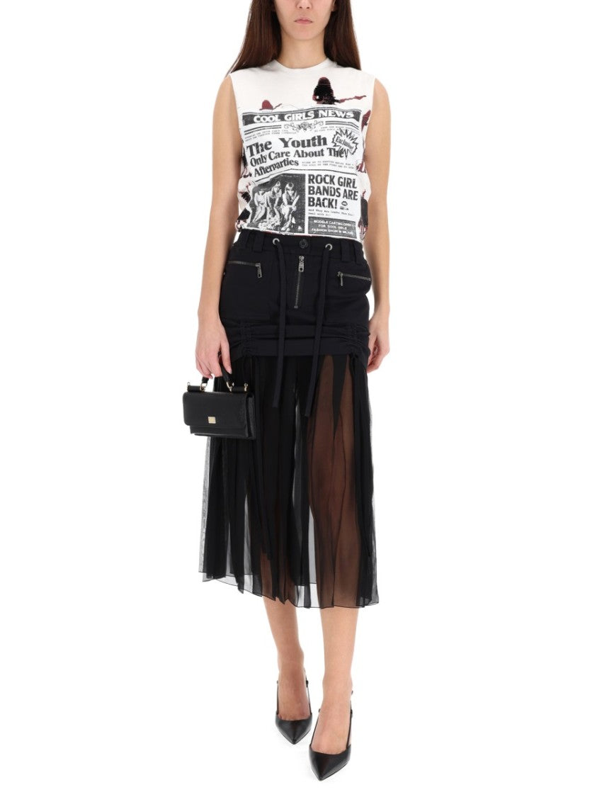 Dolce & Gabbana Black Relaxed Silk Midi Skirt