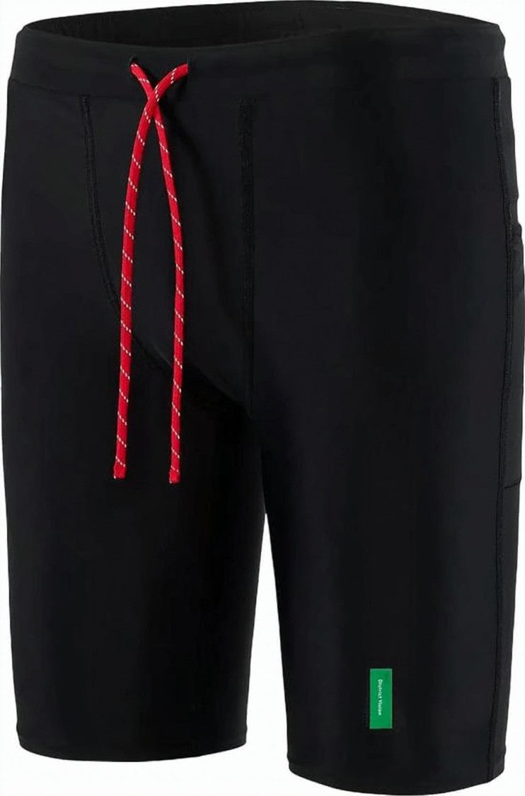 District Vision Tailored Dark Athletic Shorts With Contrasting Red Drawstring