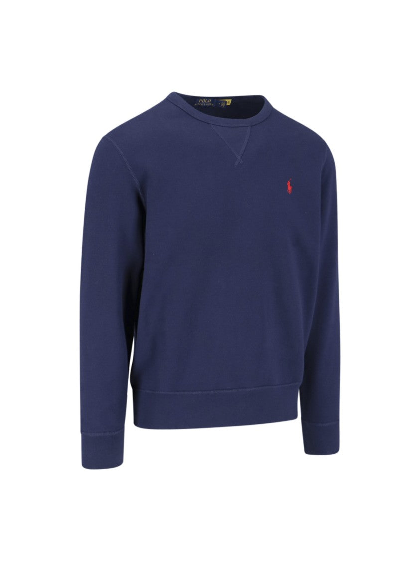 Polo Ralph Lauren Crewneck Sweatshirt With V-Stitch Detail And Embroidered Logo