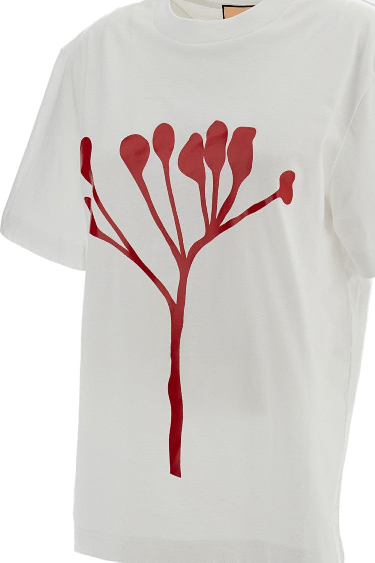 Plan C White Graphic Printed Cotton T-Shirt