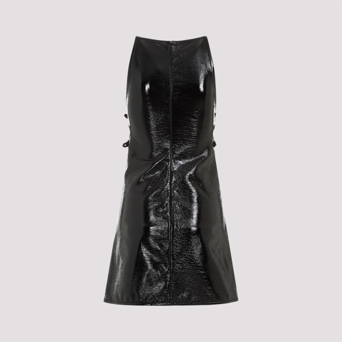 Courrèges Slash Buckle Vinyl Black Cotton Dress