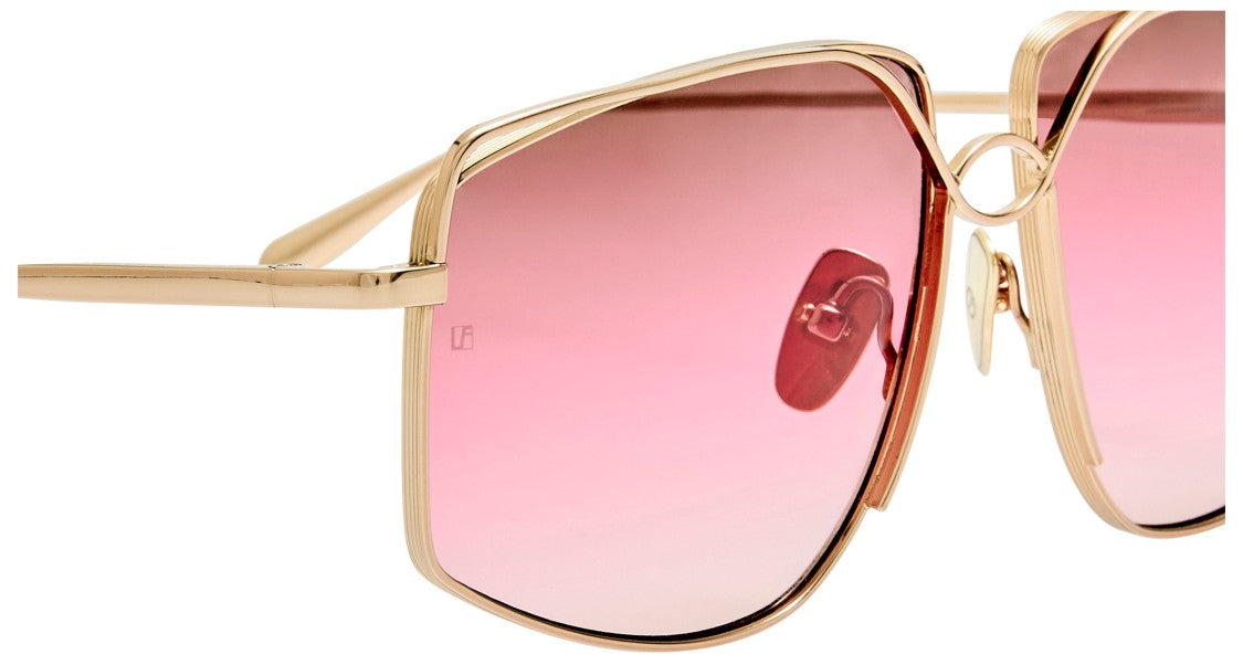 Linda Farrow Lfl Geometric Oversized Sunglasses With Gold-Tone Titanium Frame
