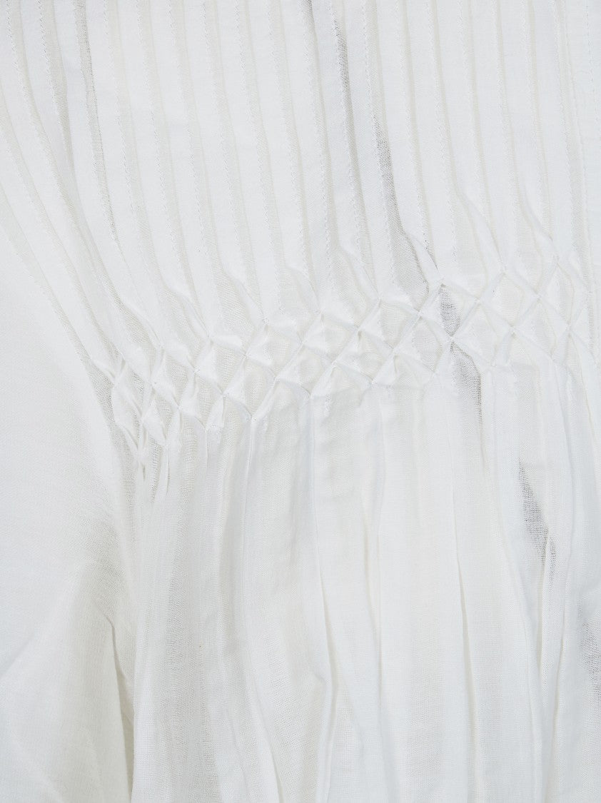 Isabel Marant Étoile Airy White Blouse With Flutter Sleeves And Intricate Smocking