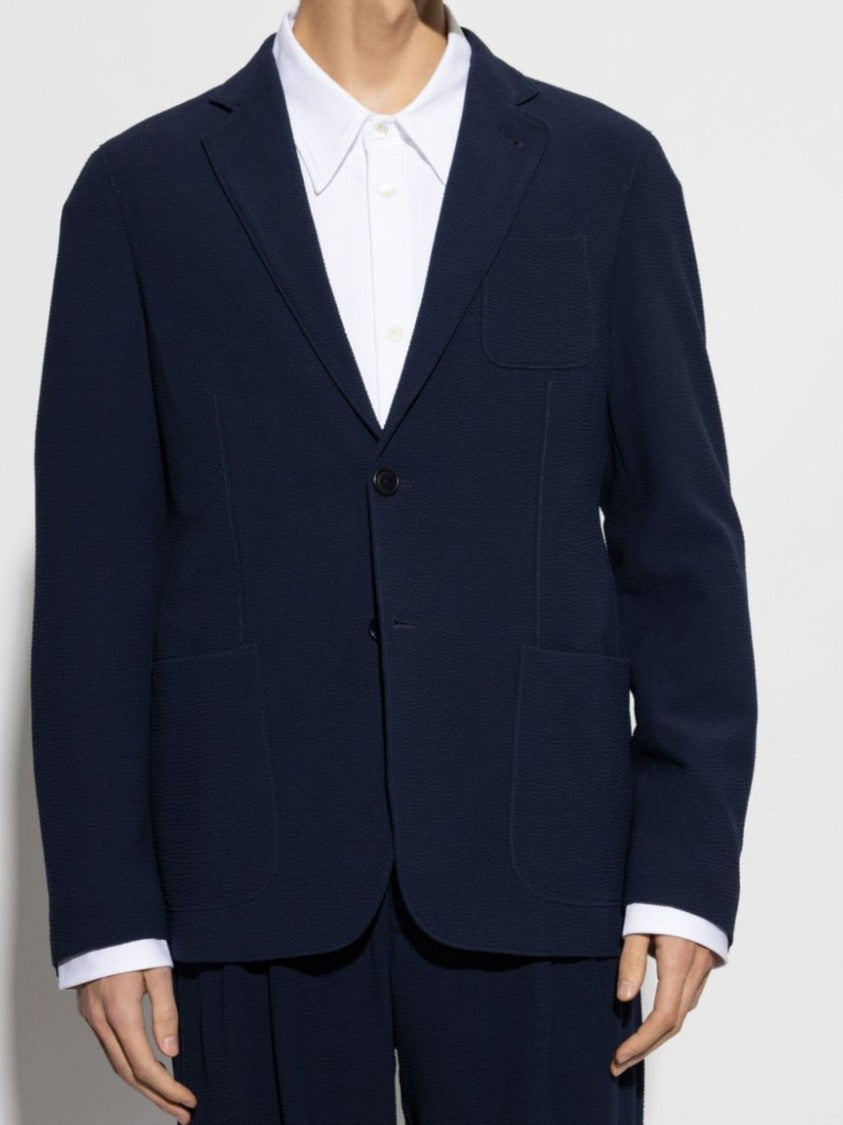 Giorgio Armani Textured Wool Patch Pocket Blazer