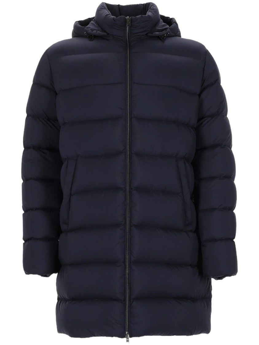 Herno Extended-Length Padded Down Jacket With Hood And Streamlined Design