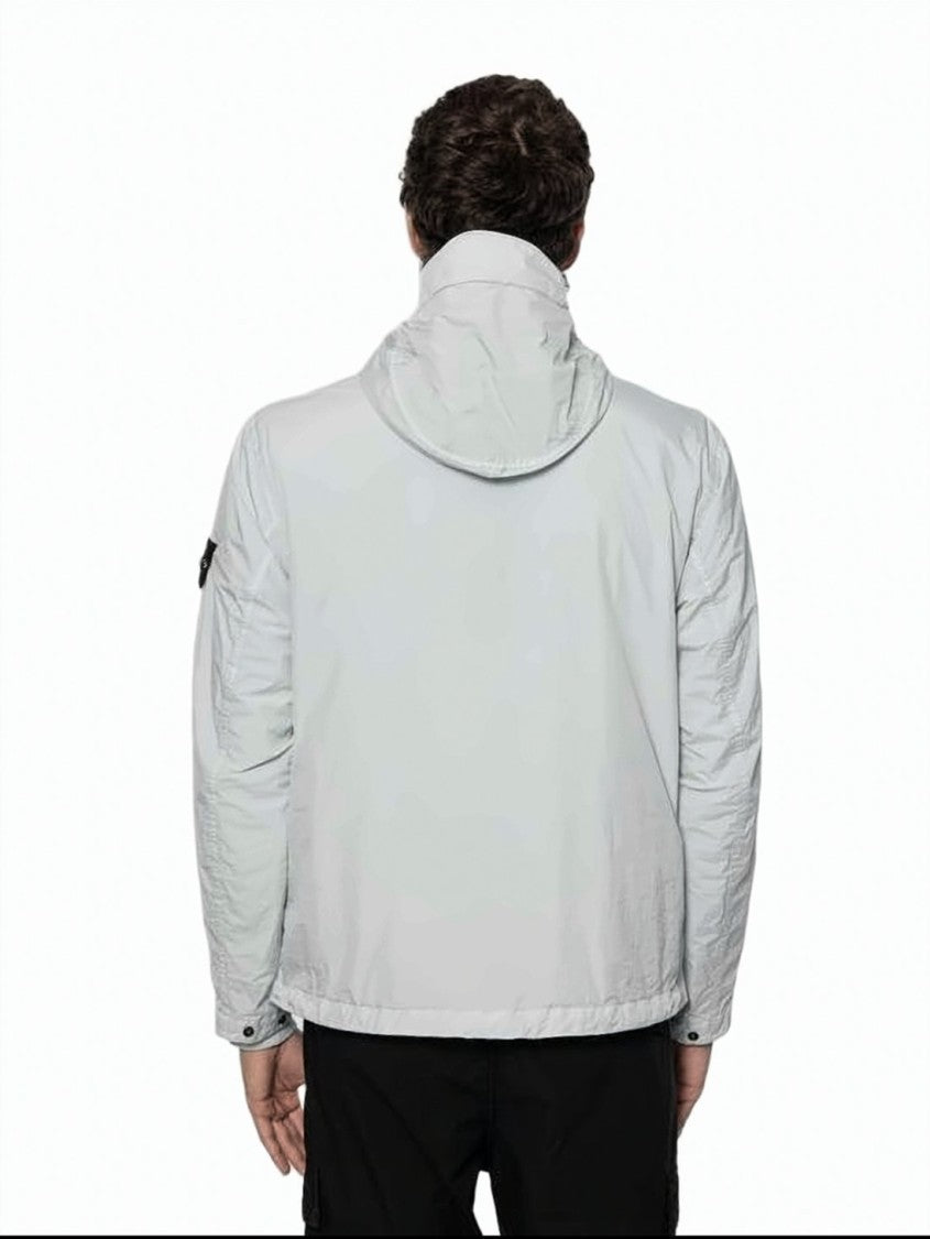 Stone Island Crinkled Texture Hooded Jacket With Adjustable Cuffs