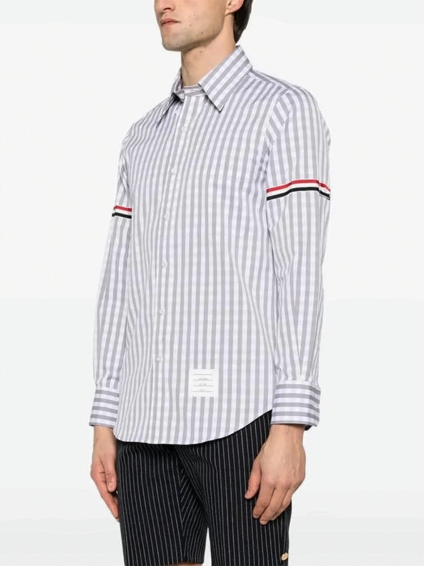 Thom Browne Checkered Long-Sleeve Shirt With Distinctive Stripes