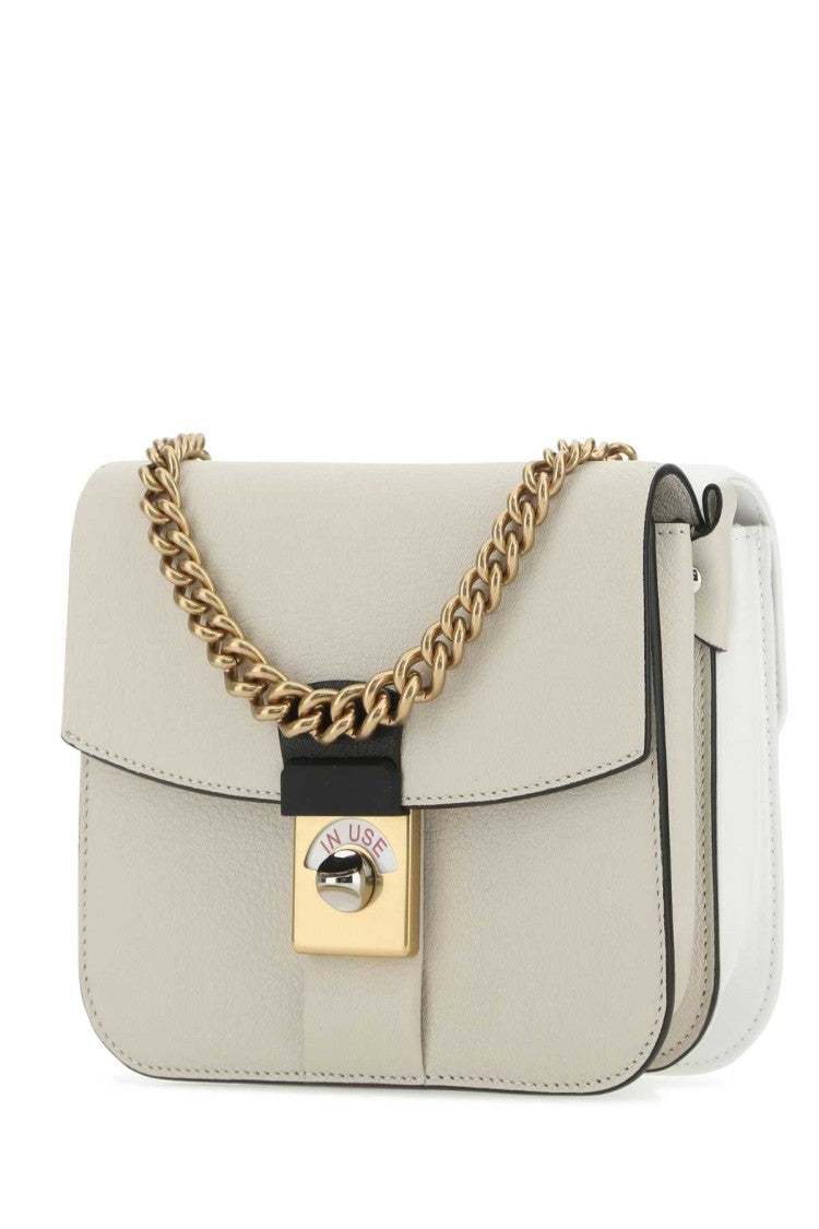 Maison Margiela Two-Tone Leather And Cotton New Lock Square Handbag