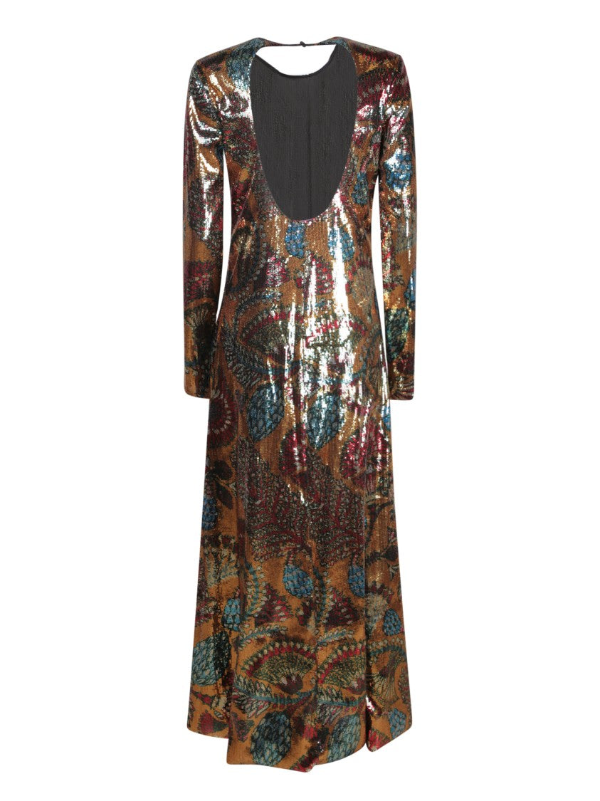 La Double J Midi Dress With Sequin Floral Overlay