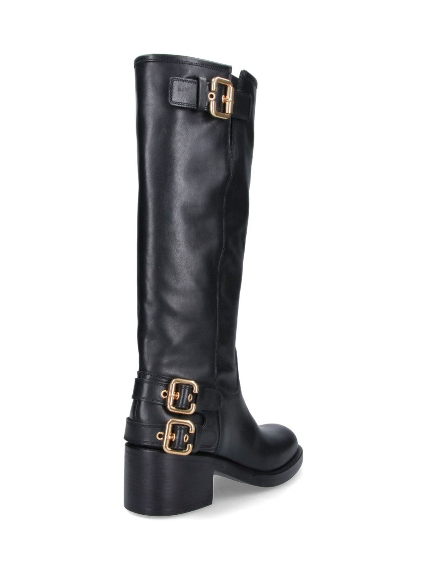 Chloé Mid-Calf Black Leather Boots