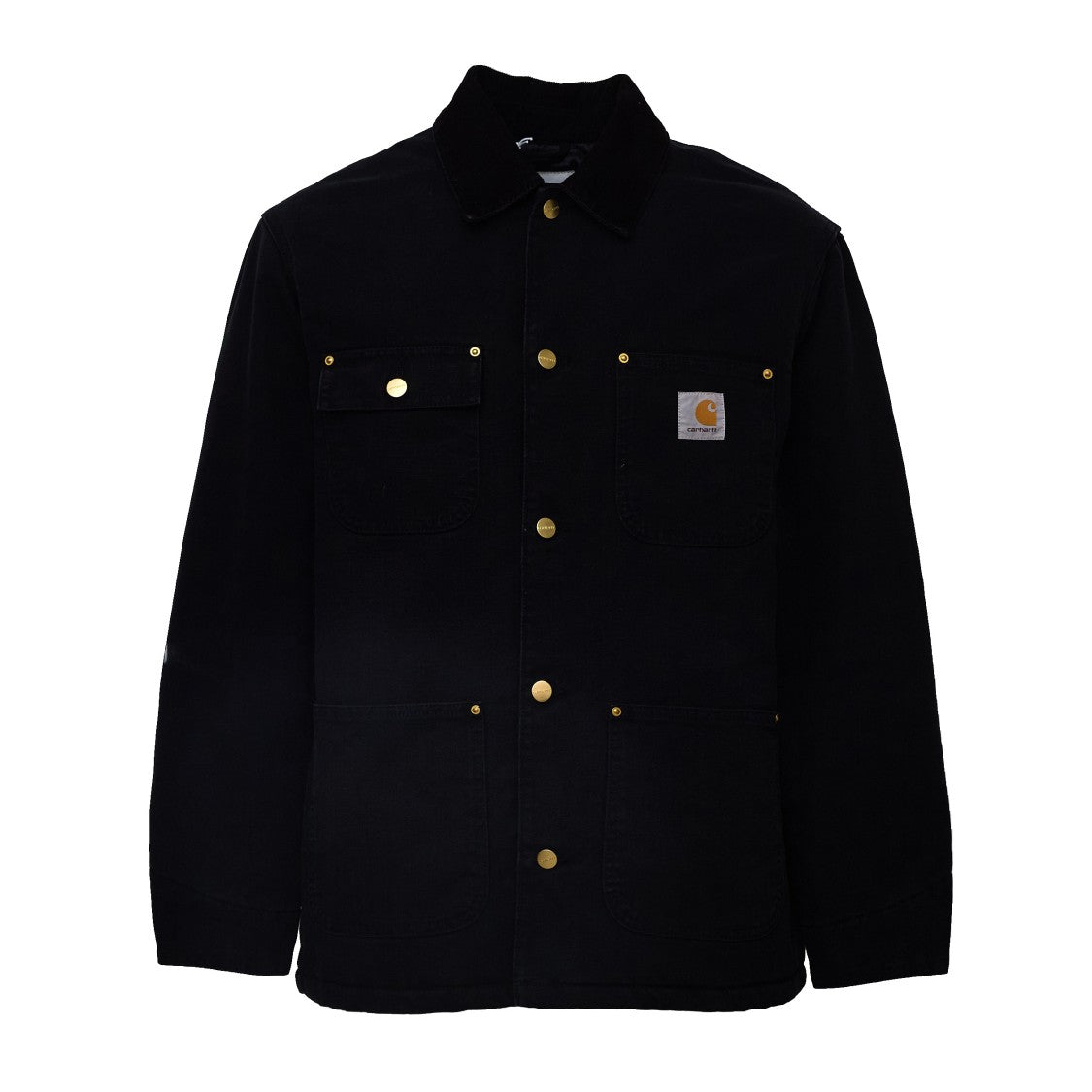 Carhartt Wip Black Og Chore Velvet Collar Quilted Chore Coat