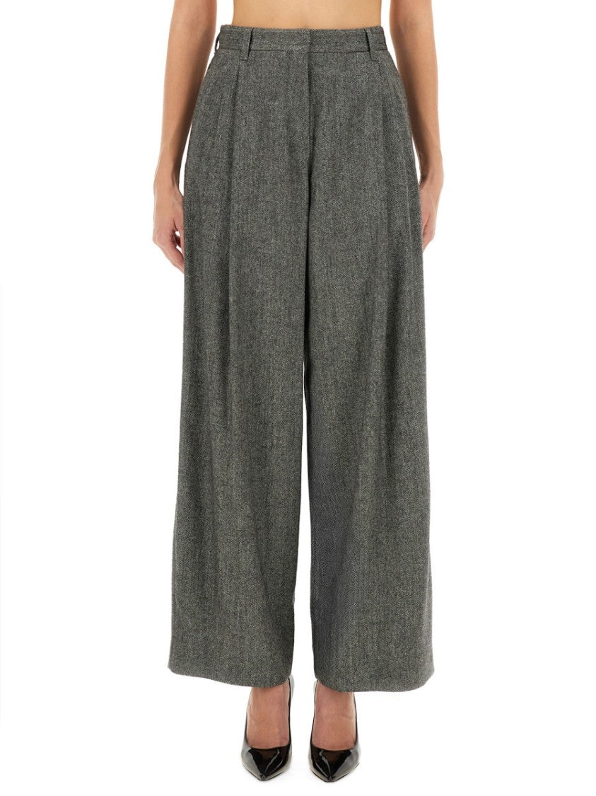 Max Mara Wide-Leg Textured Pants With High Waist And Relaxed Fit