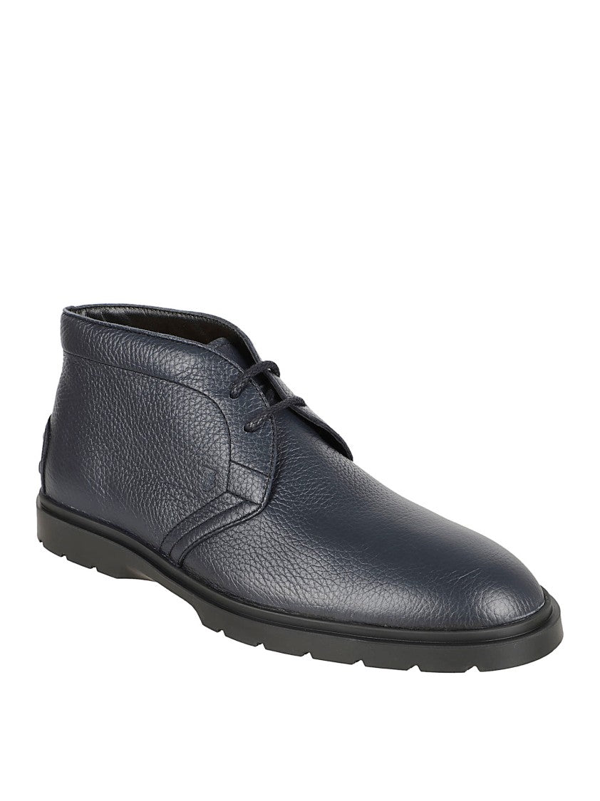 Tod's Embroidered Deerskin Ankle Boots With Pebble Detail