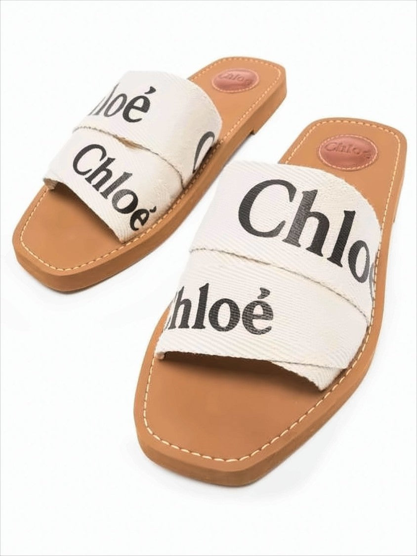 Chloé Flat Slide Sandals With Bold Text