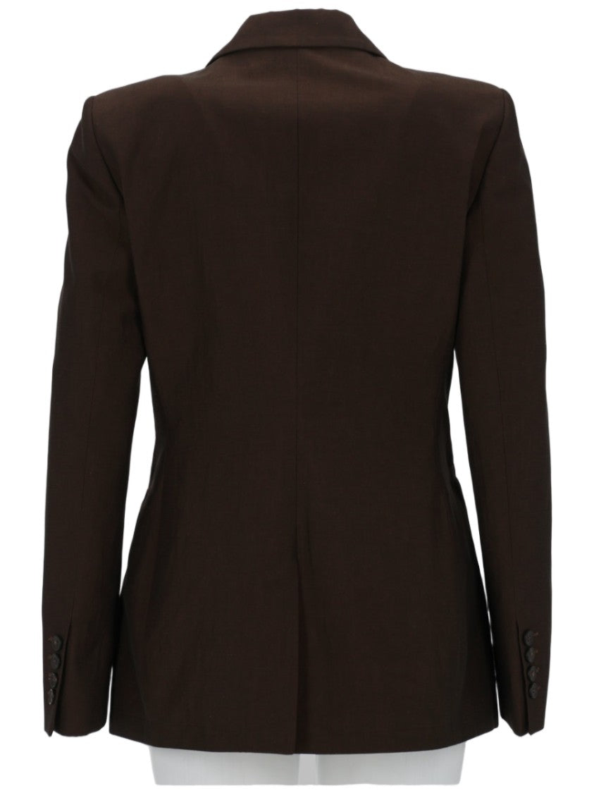 Pt Torino Dark Brown Romy Cotton Linen Blazer