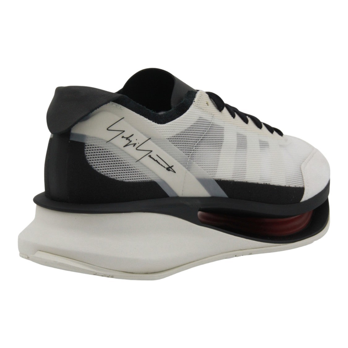 Y-3 Futuristic White Mesh Sneakers With Sculptural Sole