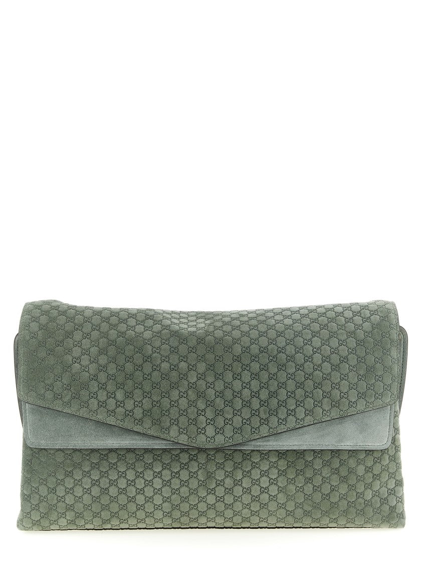 Gucci Gg Large Suede Shoulder Bag