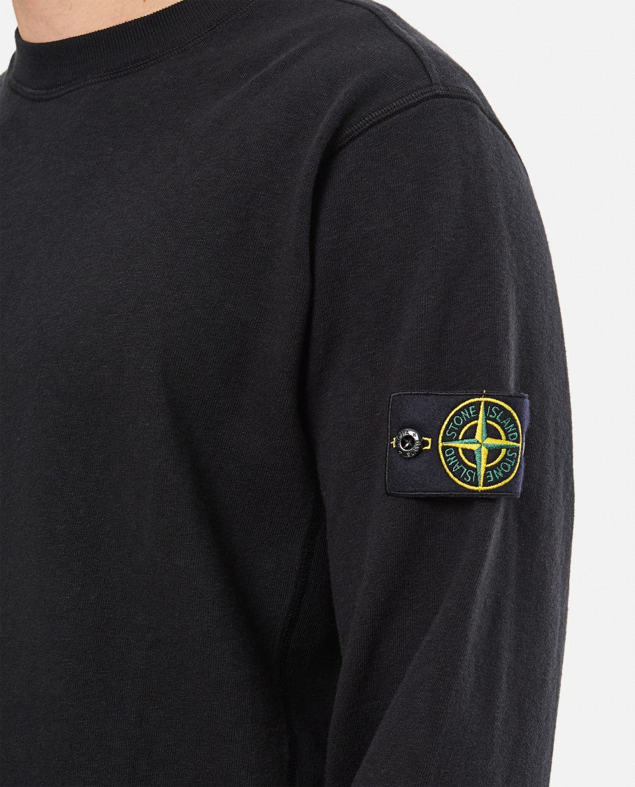 Stone Island Classic Round-Neck Sweatshirt With Ribbed Cuffs