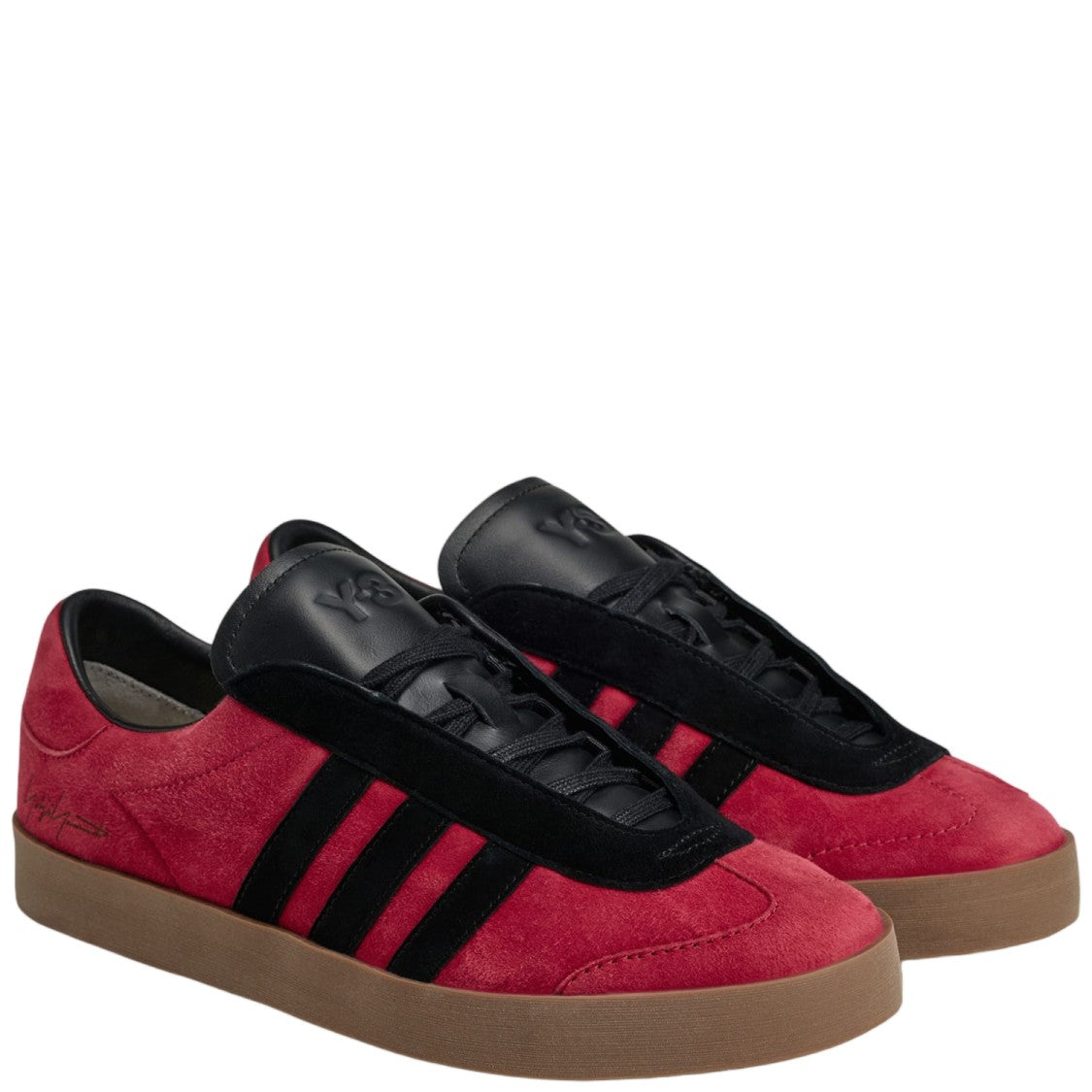 Y-3 Red Low-Top Suede Accent Sneakers