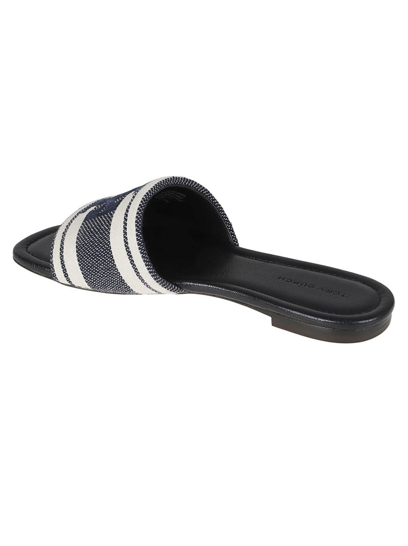 Tory Burch Slide Sandals With Bold Striped Strap