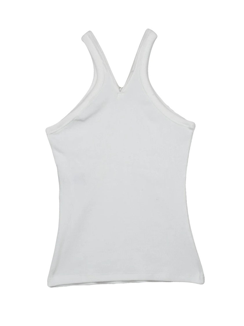 Courrèges White Cotton-Blend Zipper Top
