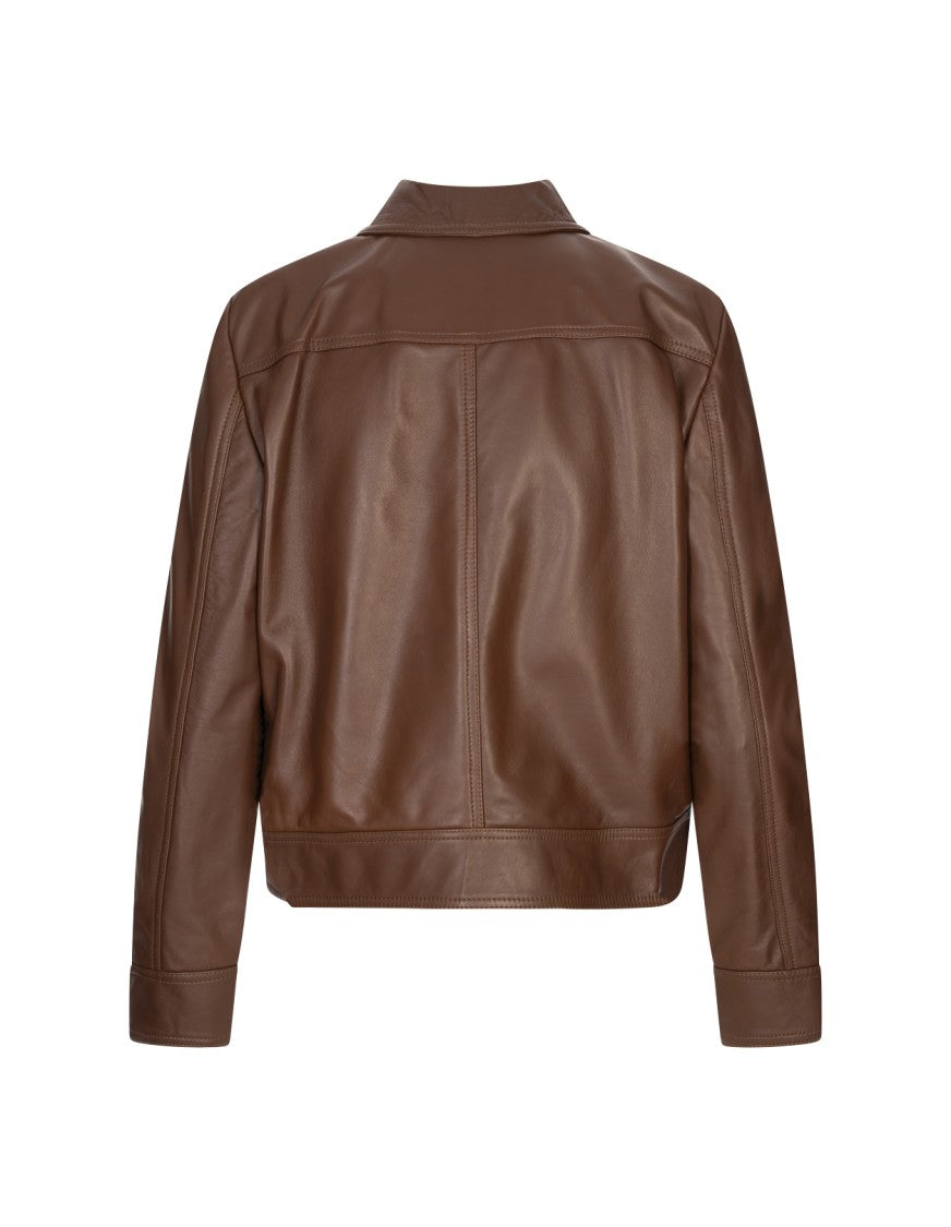 Max Mara Contemporary Brown Lambskin Jacket With Tailored Fit