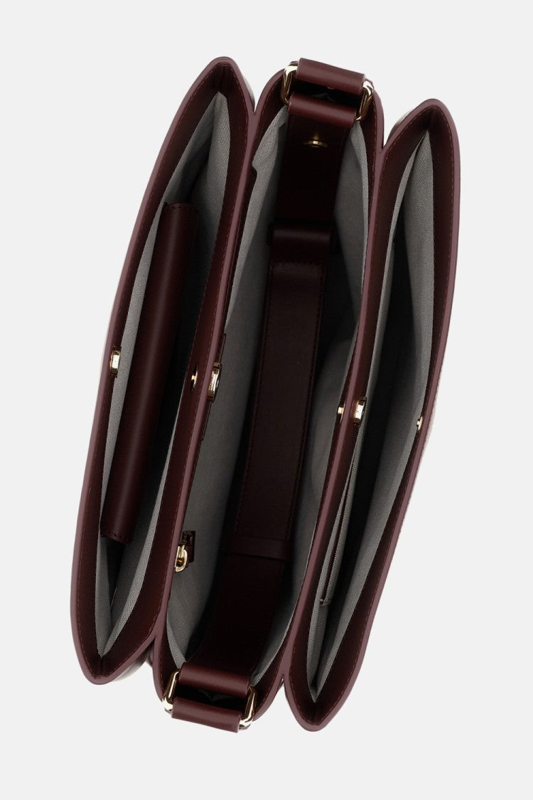 Plan C Bordeaux Leather Shopper Bag With Adjustable Handle