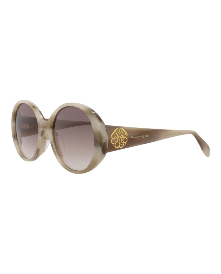 Alexander Mcqueen Round-Frame Acetate Sunglasses With Saddle Nose Bridge