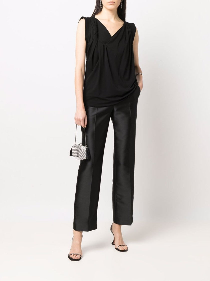 Alberta Ferretti Black Top Draped Viscose Top